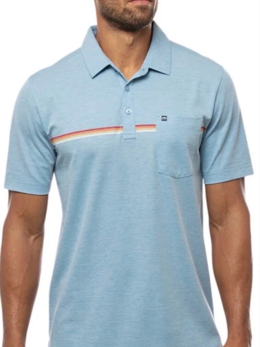 Travis Mathew Cabana Blue Knit Polo Shirt